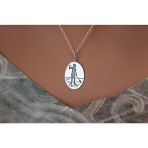 Sterling Silver Stand Up Paddle Girl Charm Necklace